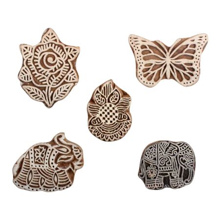Set of 5 Piece New Mix Wooden Printing Block